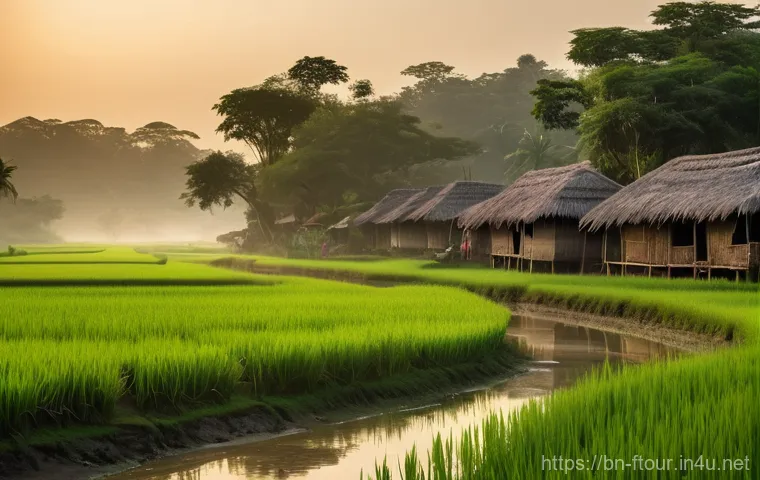 농촌관광지도사 직무 경험담 - Prompt 1: Tranquil Morning in a Bangladeshi Village**